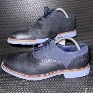 Cole Haan Blue Leather Suede Wingtip Oxfords Dress Shoes Lace Up Men’s Size 8.5M